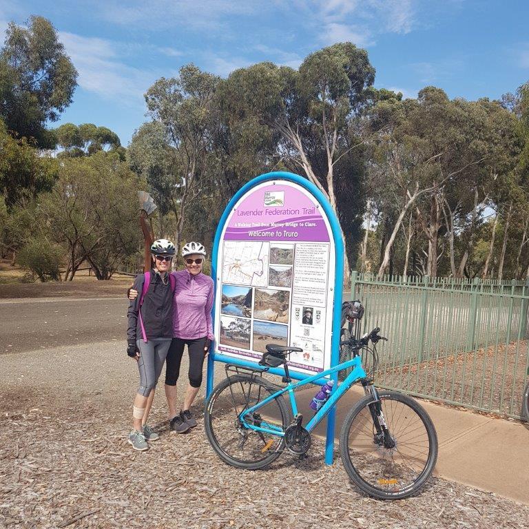 Lavender Cycling Trail (M2C) - Eudunda to Truro - Di and Rhonda at the Lavender Trail sign at Truro