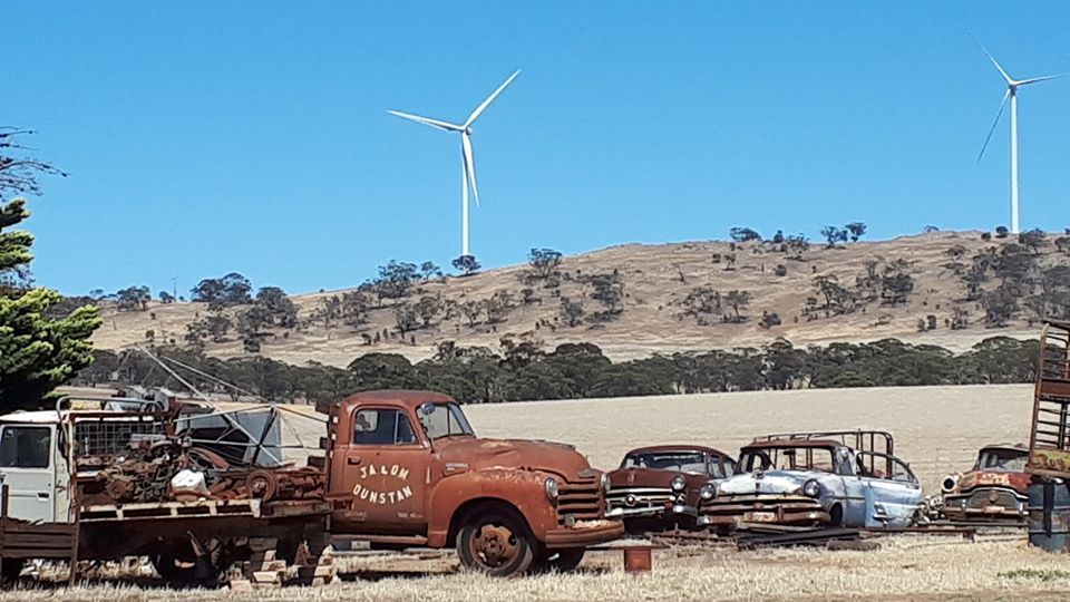 Lavender Cycling Trail (M2C) - Waterloo to Eudunda - Wind turbines along ridge of Quinn Gap as seen from Tothill Belt