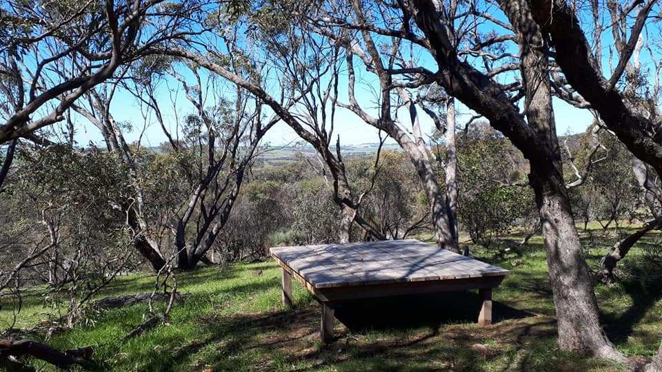 Lavender Cycling Trail (M2C) - Waterloo to Eudunda - Wooden camping table at Webbs Gap by Kay Haarsma