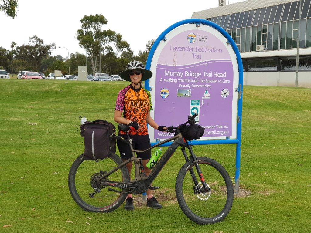 Lavender Cycling Trail (M2C) - Milestones - Helen Dominish - Murray Bridge - completing her 5-day ride North to South