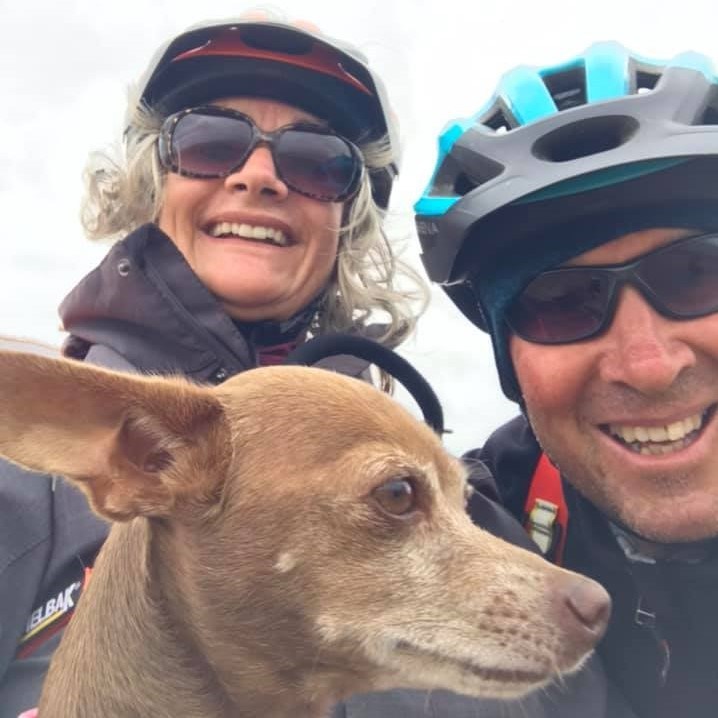 Lavender Cycling Trail (M2C) - Milestones - Toni & Eric & assistance dog Hilly